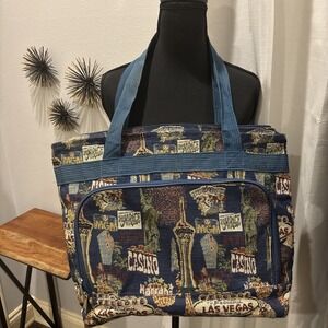 Bovano USA Las Vegas Large Travel Bag Luggage Canvas Tapestry Tote Pocket Zipper